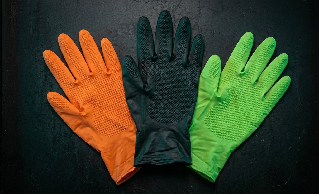 8 Mil Diamond Textured Nitrile Gloves — Orange & Black, Heavy Duty