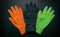 8 Mil Diamond Textured Nitrile Gloves — Orange & Black, Heavy Duty