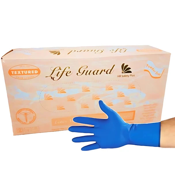 14 Mil Blue Latex Gloves — Heavy Duty Industrial — Full Case (500 Gloves, 10 Boxes of 50)