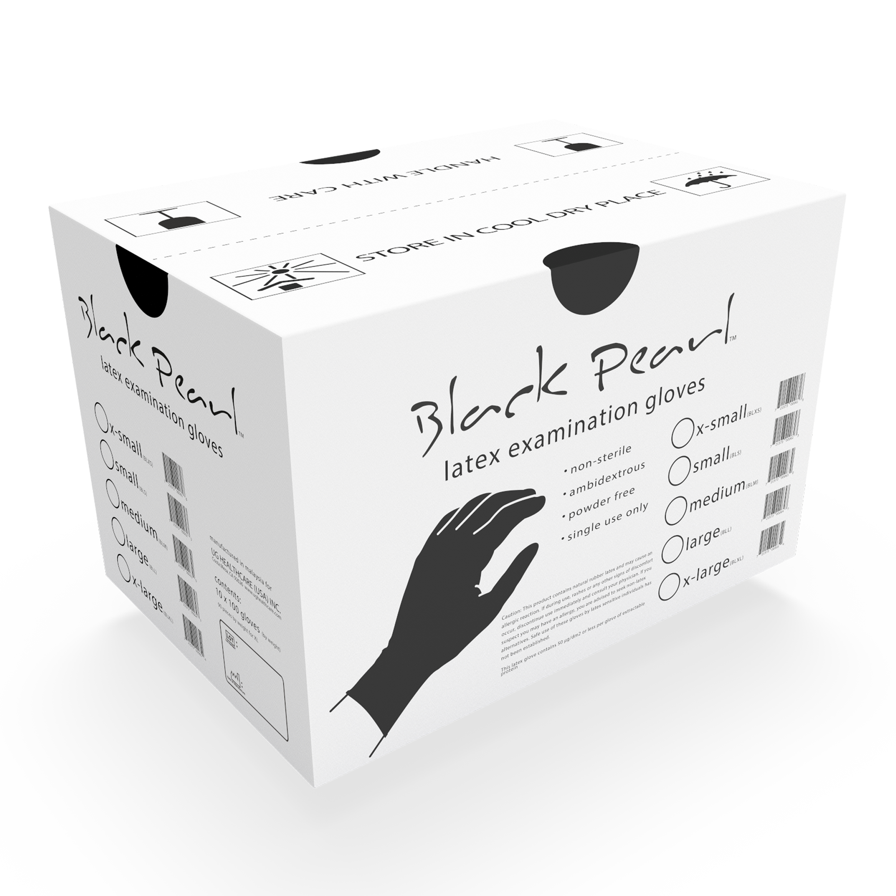 Unigloves Black Pearl Latex Gloves — Powder-Free Tattoo Gloves