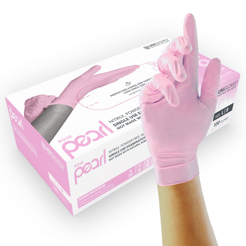 Unigloves Rose Pearl Nitrile Gloves